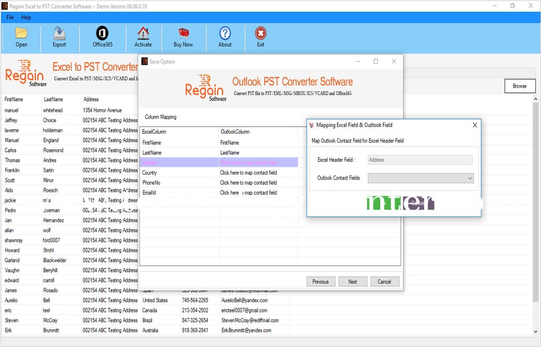 Regain Excel to PST Converter Screenshots